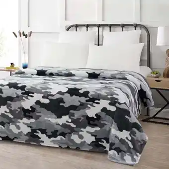 Walmart Your Zone Gray Camouflage Polyester Velvet Plush Throw Blanket, Twin/Full, 72 X 90, for Kids offer