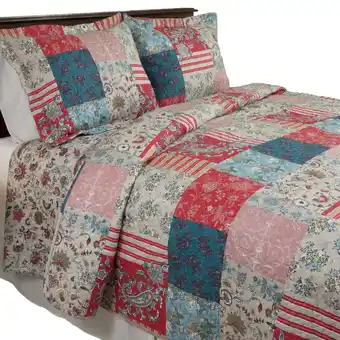 Walmart Lavish Home 3-Piece Mallory Patchwork Full/Queen Quilt Set with 2 Shams offer