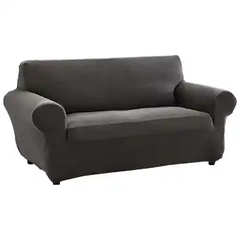 Walmart Mainstays Pixel Stretch Fabric Loveseat Slipcover, Gray, 1-Piece offer