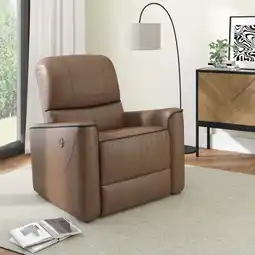 Walmart Hillsdale Provenza Faux Leather Power Recliner with USB Port, Saddle Brown offer