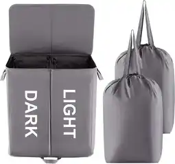 Walmart Lifewit 136L Double Laundry Hamper with Lid and Removable Laundry Bags, Large Divided Hamper, Grey offer