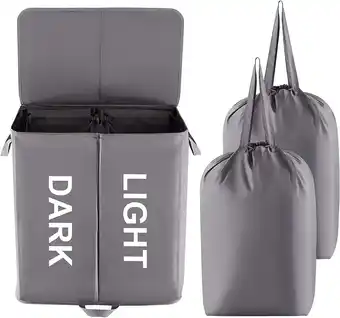 Walmart Lifewit 136L Double Laundry Hamper with Lid and Removable Laundry Bags, Large Divided Hamper, Grey offer