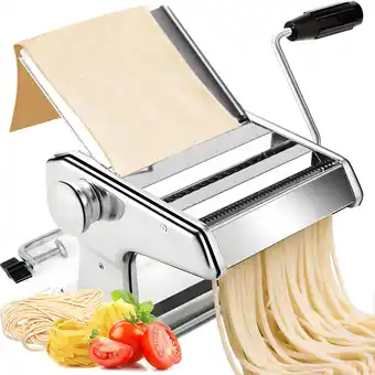 Walmart M Buder Pasta Maker Machine, 9 Adjustable Thickness with 2 Cutting Widths Noodles Maker, Silver offer