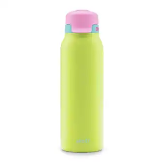 Walmart Ello Flip & Fill 32 oz Stainless Steel Water Bottle with Flip-Top Lid and Straw, Lime Green offer