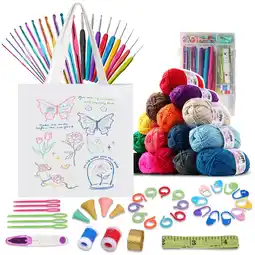Walmart BCOOSS Crochet Kit for Beginners Adults 73PCS Crochet Hook Set with Yarn Canvas Tote Bag offer