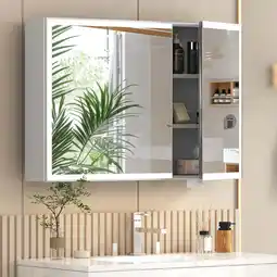 Walmart Caulitar Bathroom Mirror Cabinet Wall Mounted Medicine Cabinet with Adjustable LED Lights offer