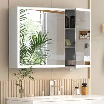 Walmart Caulitar Bathroom Mirror Cabinet Wall Mounted Medicine Cabinet with Adjustable LED Lights offer