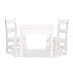 Walmart Melissa & Doug Wooden Kids Table and 2 Chairs Set - White Furniture for Playroom offer