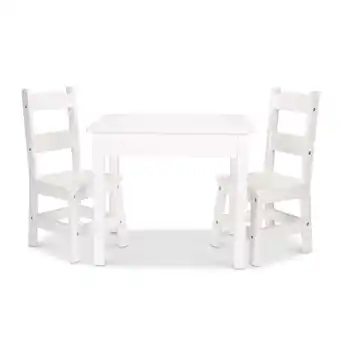 Walmart Melissa & Doug Wooden Kids Table and 2 Chairs Set - White Furniture for Playroom offer