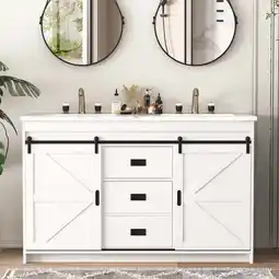 Walmart Double Sinks Bathroom Vanity Cabinet No installation Required Storage Cabinet offer