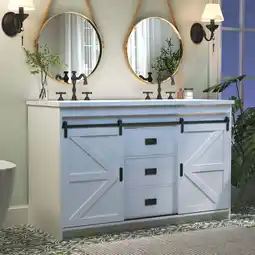 Walmart Bathroom Vanity With Double Sink Ceramic Basin Modern Storage Cabinet 3 Drawers offer