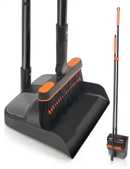 Walmart JEHONN 54 inches Long Handle Broom and Dustpan Set for Home (Black Orange) offer