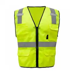 Walmart 1505 Class 2 Multi Purpose Lime Mesh Safety Zipper With 6 Pockets, Large offer