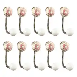 Walmart Mascot Hardware Hexagon Shape 3-7/9 In. Pink & Gold Ceramic Hook - Pack of 10 offer