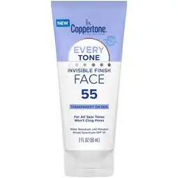 Walmart Coppertone Every Tone Invisible Finish Face Sunscreen Lotion, SPF 55, 2 fl oz Tube offer