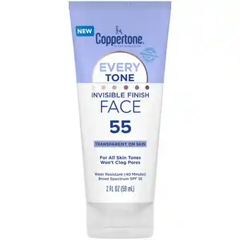 Walmart Coppertone Every Tone Invisible Finish Face Sunscreen Lotion, SPF 55, 2 fl oz Tube offer