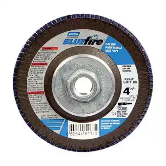 Walmart Norton 66254461173 Blue Fire Zirconia 80 Grit Flap Disc - 4.25 in offer