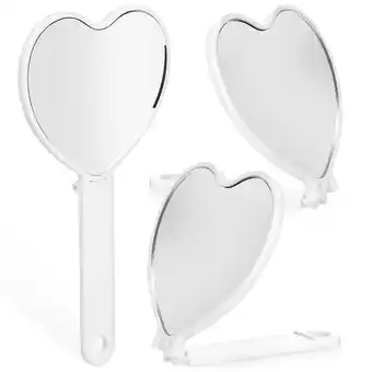 Walmart 3Pcs Handheld Mirrors Heart-shaped Mirrors Makeup Mirrors with Handle Portable Cosmetic Mirrors offer
