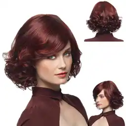 Walmart Lenkho Fashion Synthetic Short Red Wine Curly Hair Wig Natural Hair Wigs Female Fiber offer
