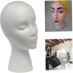 Walmart Sumllary Female Styrofoam Mannequin Head Model Wig/Hat Display Stand Art Work Painting Novelty Foam offer