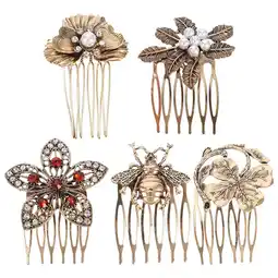 Walmart 5pcs Women Hair Clip Comb, Retro Gold Hair Side Comb Decorative Hair Comb for Bridal Wedding offer
