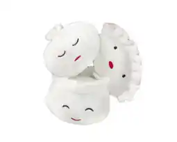 Walmart Pearhead Dim Sum Plush Dog Toys With Squeakers, Set of 3, White offer
