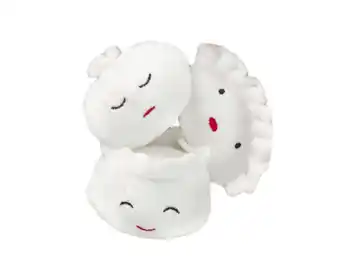 Walmart Pearhead Dim Sum Plush Dog Toys With Squeakers, Set of 3, White offer