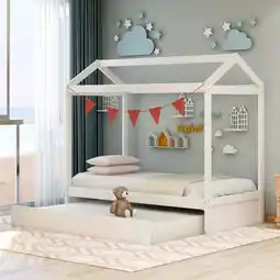 Walmart House Bed with Trundle, can be Decorated,White(Old SKU:SM000103AAK) offer