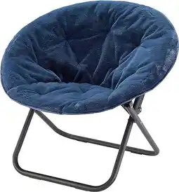 Walmart Urban Shop Dark Navy Faux Fur Saucer Chair offer