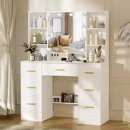 Walmart Caulitar Vanity Stool Chair Modern Dressing Stool for Makeup Vanity Piano Seat White offer