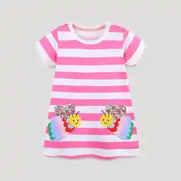 Walmart Cethrio Toddler Girls Dresses, Casual Short Sleeve Printed Cotton Summer Dresses Purple Size 4 T offer