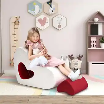 Walmart JP Outdoor Teddy Kid Sofa Chair, Modern Kid Couch with 100% Sponge Filling, White offer