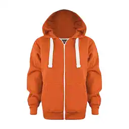 Walmart Jackets for Girls Kids Solid Color Zip Up Long Sleeve Hoodie Top Boys Coat Orange 5 Years-6 Years offer