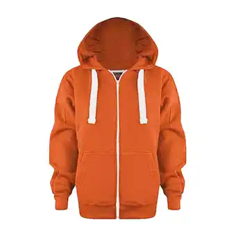 Walmart Jackets for Girls Kids Solid Color Zip Up Long Sleeve Hoodie Top Boys Coat Orange 5 Years-6 Years offer