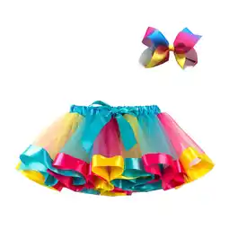 Walmart Layered Ballet Tulle Rainbow Tutu Skirt For Little Girls Dress Up With Colorful Hair Bows offer