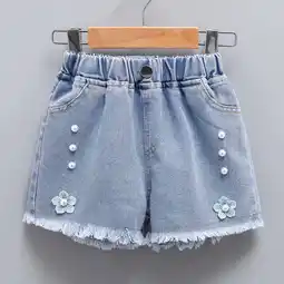 Walmart Cethrio Jeans Shorts- Lightweight Loose Casual Flower Girls Shorts Blue Size 10-11 Years offer