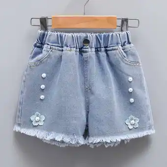 Walmart Cethrio Jeans Shorts- Lightweight Loose Casual Flower Girls Shorts Blue Size 10-11 Years offer