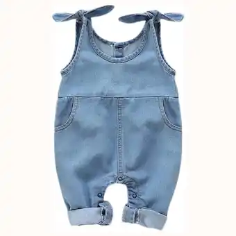 Walmart Younger Tree Newborn Infant Baby Girl Jeans Overalls Denim Workwear Clothes for 0-18 Months offer