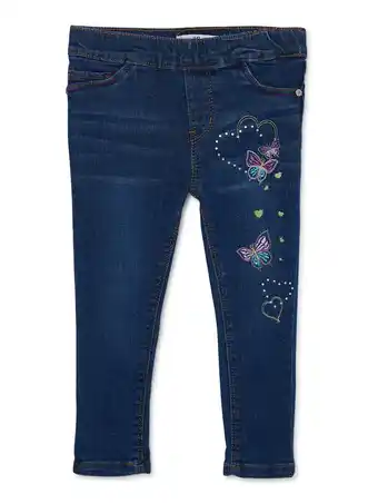 Walmart Wallflower Toddler Girl Denim Jeggings with Embroidery and Sequins, Sizes 2T-4T offer