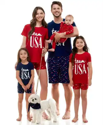 Walmart Derek Heart Boys’ and Girls’ Unisex Team USA Matching Family Pajamas Set, 2-Piece, Sizes XS-XL offer