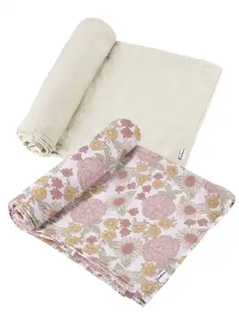 Walmart Gerber Baby Boy or Girl Unisex Muslins Swaddle Blanket, 2-Pack, Retro Floral offer