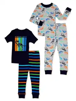 Walmart Cozy Jams Baby & Toddler Boys’ Cotton Tight Fit Pajama Set, 4-Piece Set, Sizes 12M-5T offer