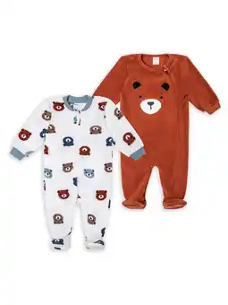 Walmart Petit Lem Baby Boy 2 Pack Micropolar Sleepers (3M-9M) offer