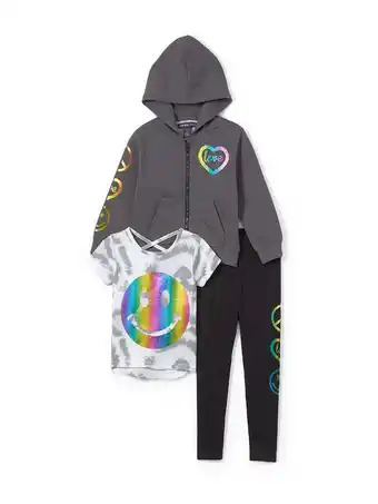 Walmart Limited Too Toddler Girl Smiley Face Print Legging, Hoodie and T-Shirt, 3Pc Set, Sizes 2T-4T offer