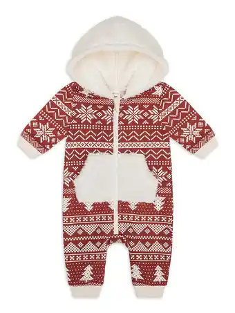 Walmart Petit Lem Baby Boy or Girl Hooded Playsuit, Classic Christmas Print, 3M-24M offer