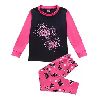 Walmart KTMKH Baby Kids Girls Long Sleeve Butterfly Printed Top And Pants Pajamas Set Outfit For 1-2 Years offer