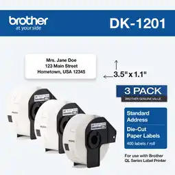 Walmart Brother Genuine DK-12013PK Die-Cut Standard Address Labels 3 rolls per box offer