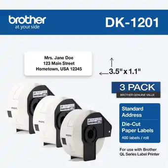 Walmart Brother Genuine DK-12013PK Die-Cut Standard Address Labels 3 rolls per box offer