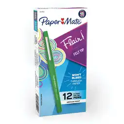 Walmart Paper Mate Flair Felt Tip Pens, Medium Point (0.7mm), Green, 12 Count offer