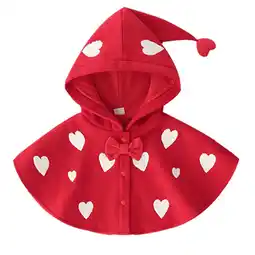Walmart ZPWKLM Hooded Coat Heart Printing Red Princess Cloak For Newborn Clothes For Girls Boys size 18-24M offer